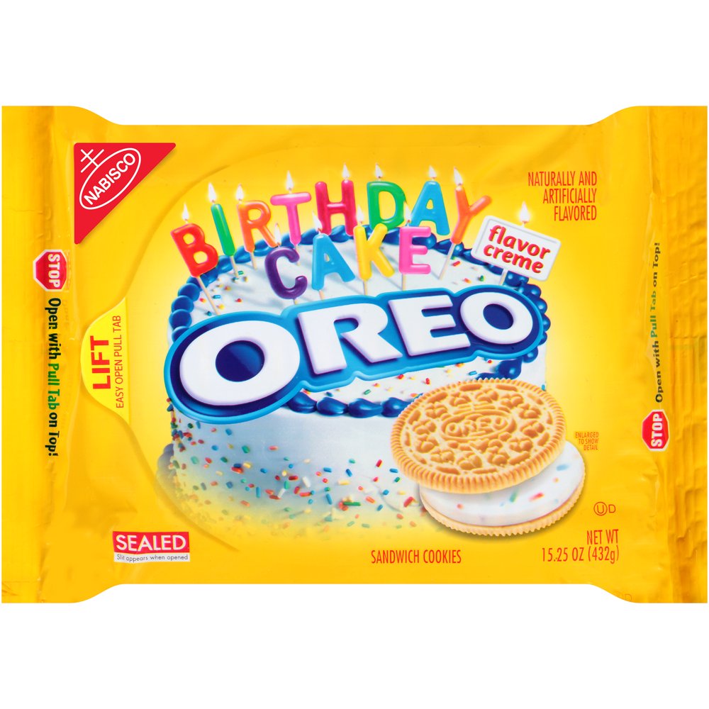 Nabisco Oreo Birthday Cake Creme Flavor Sandwich Cookies, 15.25 Oz ...