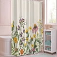 thumbnail image 5 of Shower Curtain Spring Floral Shower Curtains for Bathroom Decor, Waterproof Polyester Shower Curtain Set with Hooks, Extra Long 72" x 78" Wildflowers Leaves Plant Beige, 5 of 9