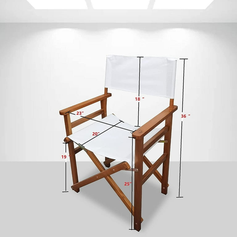 VIRUBI 2 pcs Set Wooden Folding Director Chair Outdoor Folding Wood Chair Canvas Folding Chair for Balcony Courtyard Fishing Camping White