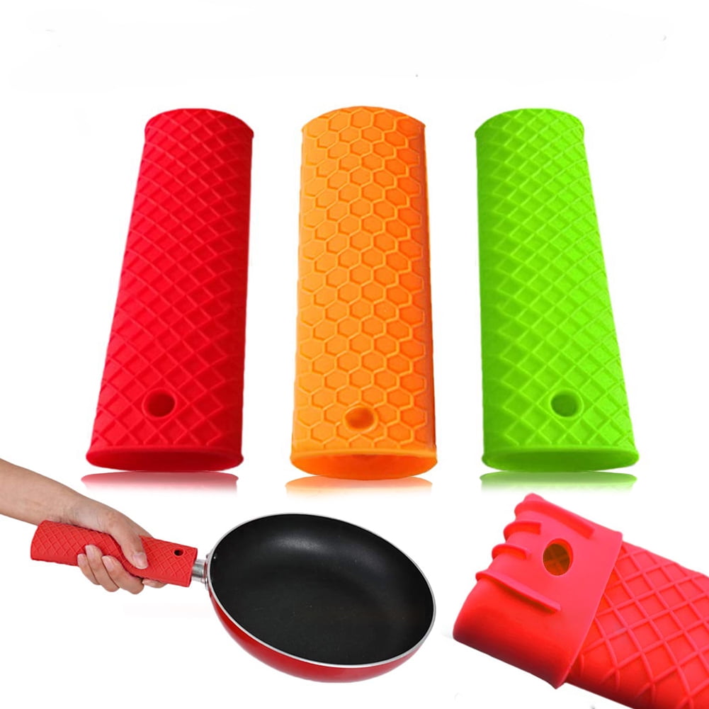 UoYu 7 Pack Silicone Hot Handle Holder Potholder Rubber Pot Handle Sleeve  for Cast Iron Pans Metal Frying Pans Skillets Coaster Brushes