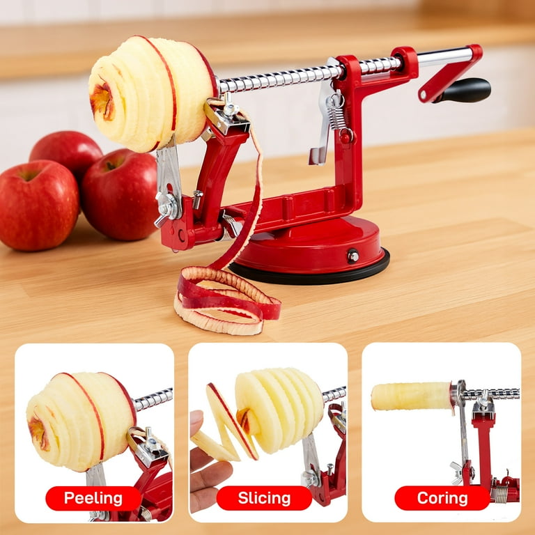 Zimtown Stainless Steel 3 in 1 Apple Peeler, Corer, & Slicer with Hand  Crank and Suction Cup, Red - Walmart.com