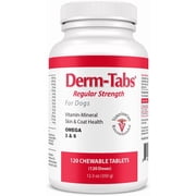 Derm Tabs Extra Strength for Dogs - Natural Oil, Vitamins, Minerals, and Antioxidants - Support Healthy Skin and Reduce Shedding -60 Chewable Tablets