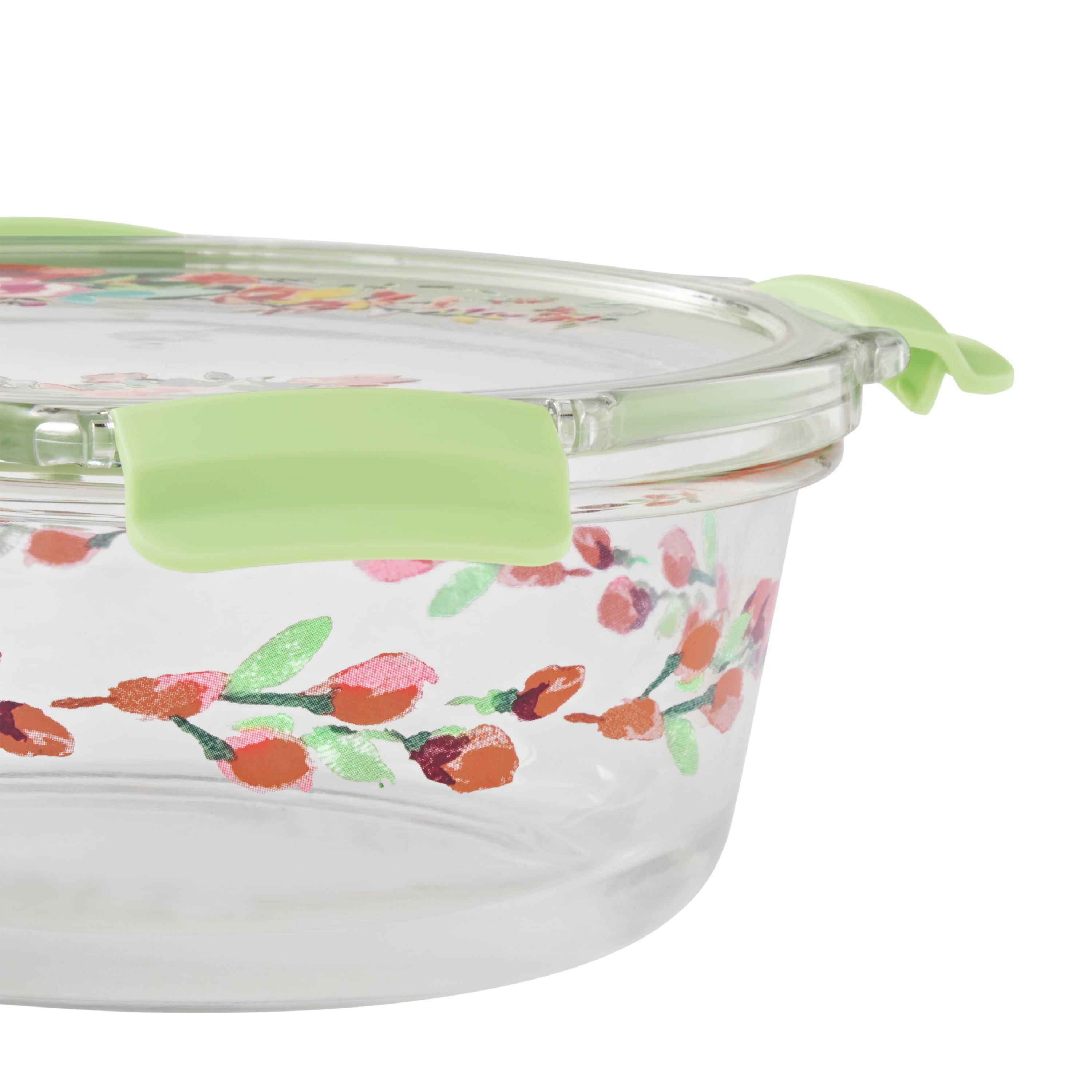 The Pioneer Woman Painted Meadow Round Glass Food Storage Containers with Tritan Lid, Set of 4