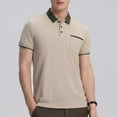 thumbnail image 2 of RYRJJ Men's Casual Short Sleeve Polo Shirts Classic Button Summer Collared Golf Shirt Work Top T-Shirt with Pocket(Khaki,3XL), 2 of 5