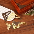 thumbnail image 5 of 4Pcs Brass Flat Corner Bracket 1.2 Inch Vintage Brass Hollow Pattern Corner Protector with Mounting Nails (Bronze), 5 of 7