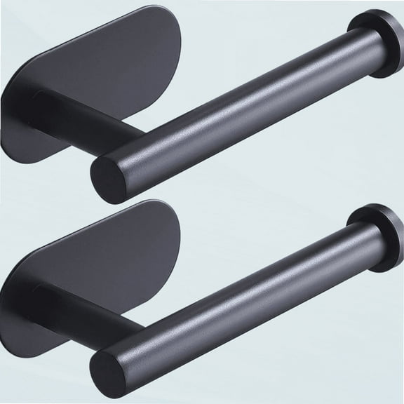 Self Adhesive Toilet Paper Roll Holder,Bathroom Toilet Paper Holder,Durable Self Adhesive,No Drilling,Stainless Steel Matte Black for Bathroom/Washroom/Kitchen(Black, 2 Pieces)