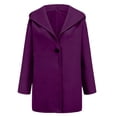 thumbnail image 4 of Kaprioy Womens Blend Coat Single Breasted Trench Jackets with Hood Winter Wool Coat Casual Warm Slim Long Overcoat Outwear Purple, XXXXXL, 4 of 5