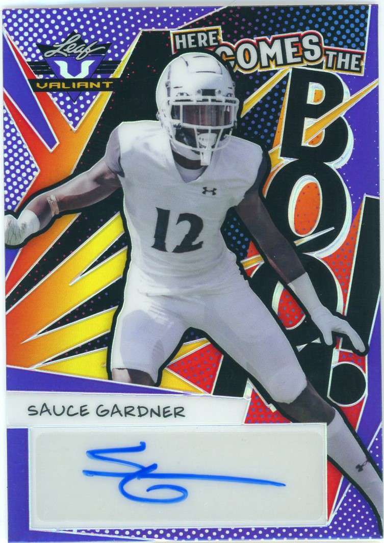 NFL 2022 Leaf Valiant Ahmad Sauce Gardner 3/15 Autographed Trading Card HBSG1 (Rookie