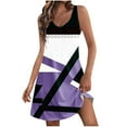 thumbnail image 1 of Penkiiy Robes pour Femmes pour Vacances à la Plage Été Boho Robe d'Été avec Poches T-Shirts Col en V Robes Débardeurs L Violet, 1 of 6