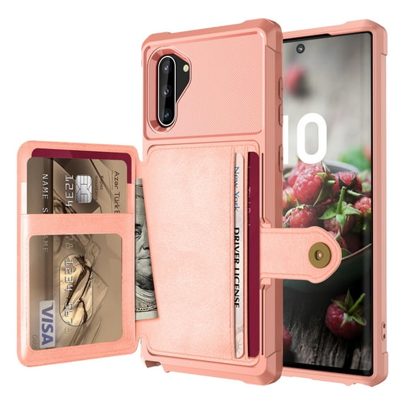 Feishell for Samsung Galaxy Note 10 Wallet Case, with ID&Credit Card Holder Slots Pockets Wallet Back Cover Stand Flip Folio Leather Magnetic Absorption Cover, Rosegold