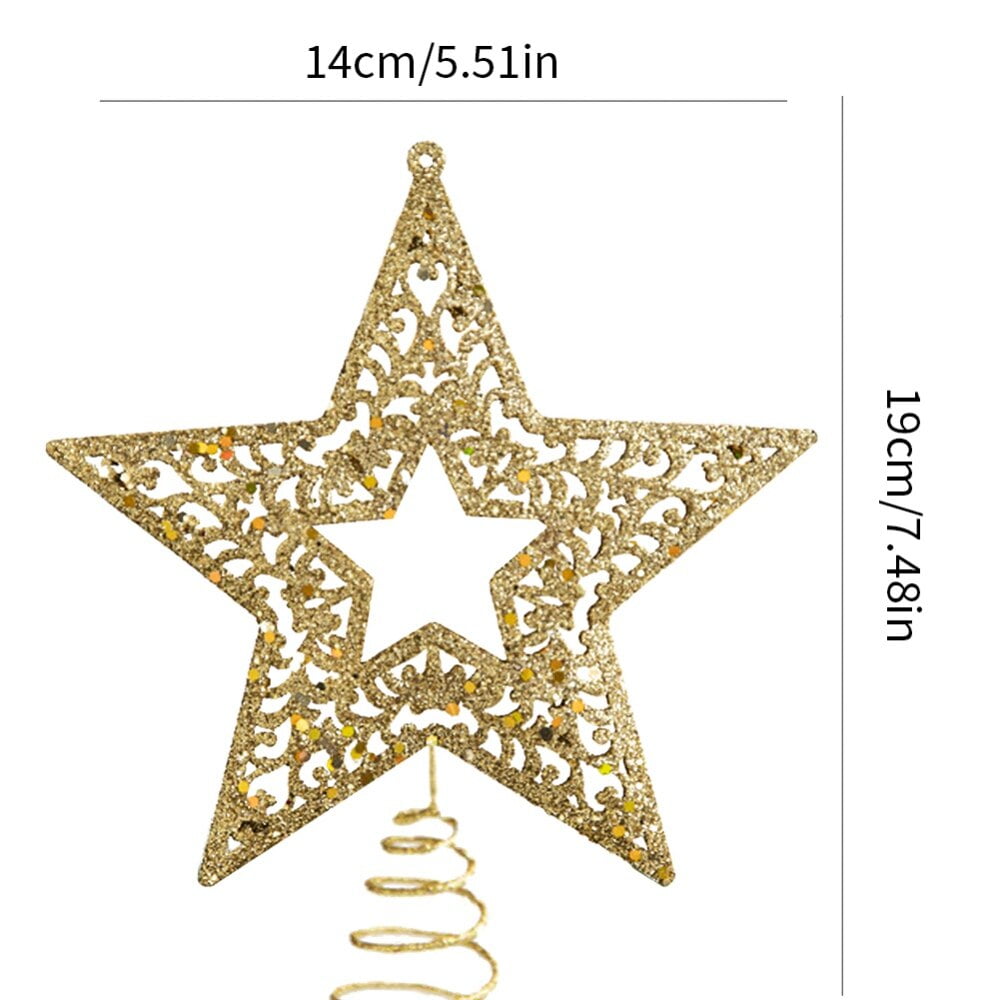 Metal Christmas Tree Glittering Star Topper,Gloden Metal Star Shaped