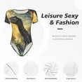 thumbnail image 6 of Uemuo Sunshine Jungle Dinosaur Pattern Women's One Piece Short Sleeve Swimsuit Rash Guard Surfing Modest Quick-drying Swimsuit Beach Essentials-Small, 6 of 9