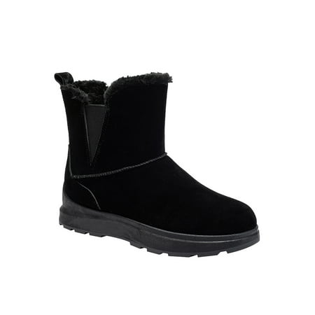 

Lumento Womens Warm Shoes Slip On Snow Boots Plush Lined Winter Boot Fashion Ankle Booties Cold Weather Thick Sole Casual Black 8.5