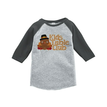 Custom Baby Shirt - Custom Party Shop Baby Boy's Kid's Table Thanksgiving Grey Raglan - XL (18-20) T-shirt