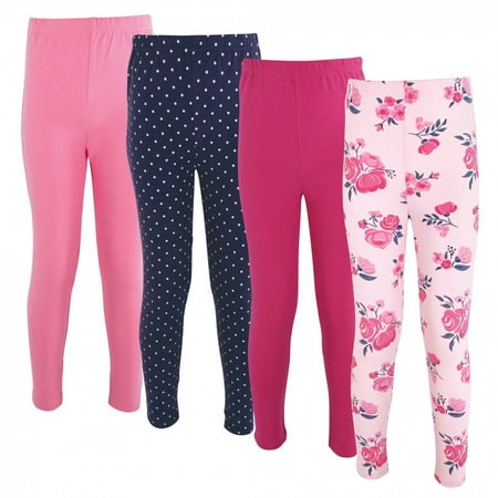 

Hudson Baby Infant and Toddler Girl Cotton Leggings 4pk Pink Navy Floral 0-3 Months