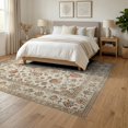 thumbnail image 3 of ODIKA 6'x9' Washable Area Rug Beige Vintage Distressed Traditional Scroll Frame Pile Neutral for Family Room, Living Room, Master Bedroom, Non-Slip, Easy Care, 3 of 7