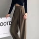 thumbnail image 5 of Pantalones de pierna ancha de traje para mujer, primavera y otoño, cintura alta, drapeados, sueltos, adelgazantes, pantalones casuales, rectos, pantalones largos con fregona, 5 of 6
