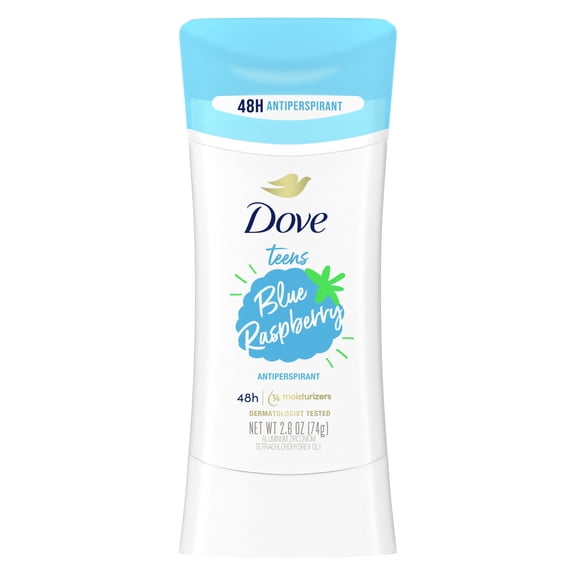Dove Teens Long Lasting Women's Antiperspirant Deodorant Stick, Blue Raspberry, 2.6 oz