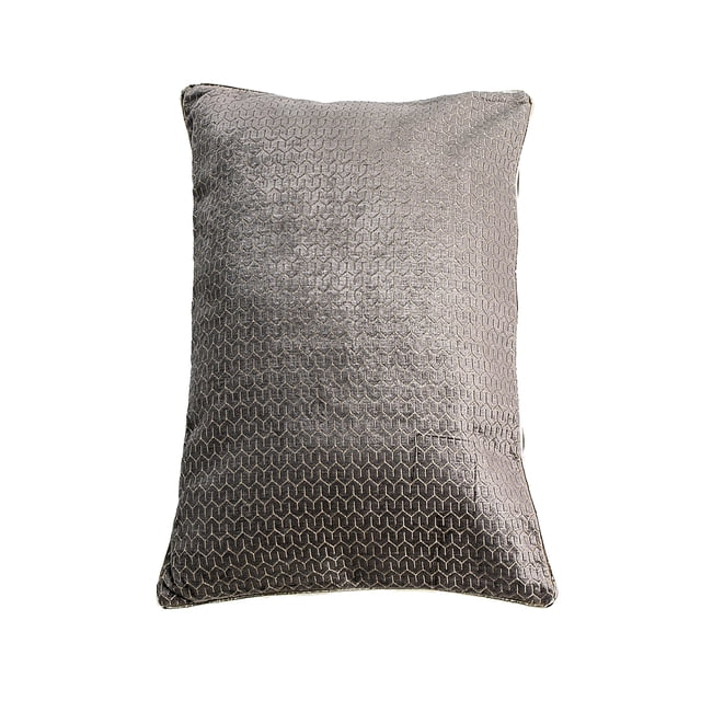 Cojin Rectangular Gris Oscuro | Hecho con Terciopelo con Patrón de Grecas y Algodón | 35x50 cm | Elegancia para Sala y Cama | Decoracion Hogar | Con Funda