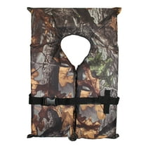 Hardcore Water Sports Hardcore Coast Guard approved life jackets for adults.  Camo color Type II keyhole life vest in classic May West style. Compliance life vests and flotation device