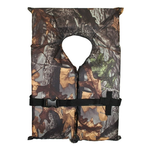 Hardcore Water Sports Hardcore Coast Guard approved life jackets for adults. Camo color Type II keyhole life vest in classic May West style. Compliance life vests and flotation device