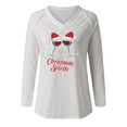 thumbnail image 4 of PVCS T-shirt Décontracté pour Femmes à Col en V de Noël Imprimé à Manches Longues, 4 of 4
