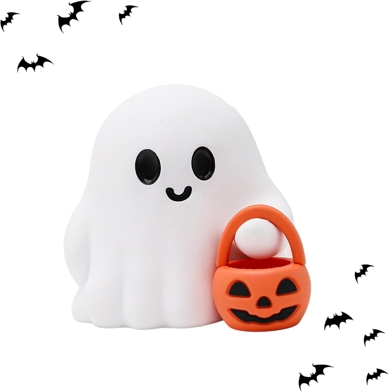 Glow-in-the-Dark Mini Ghost Figurine for Halloween Desk and Shelf Decor