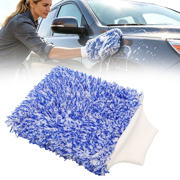 1Pcs Microfiber Wash Mitt,Ultra-Soft Washing Glove for Car, Scratch-Free Cleaning for Cars, Trucks, Suvs & Motorcycles(Sky Blue)