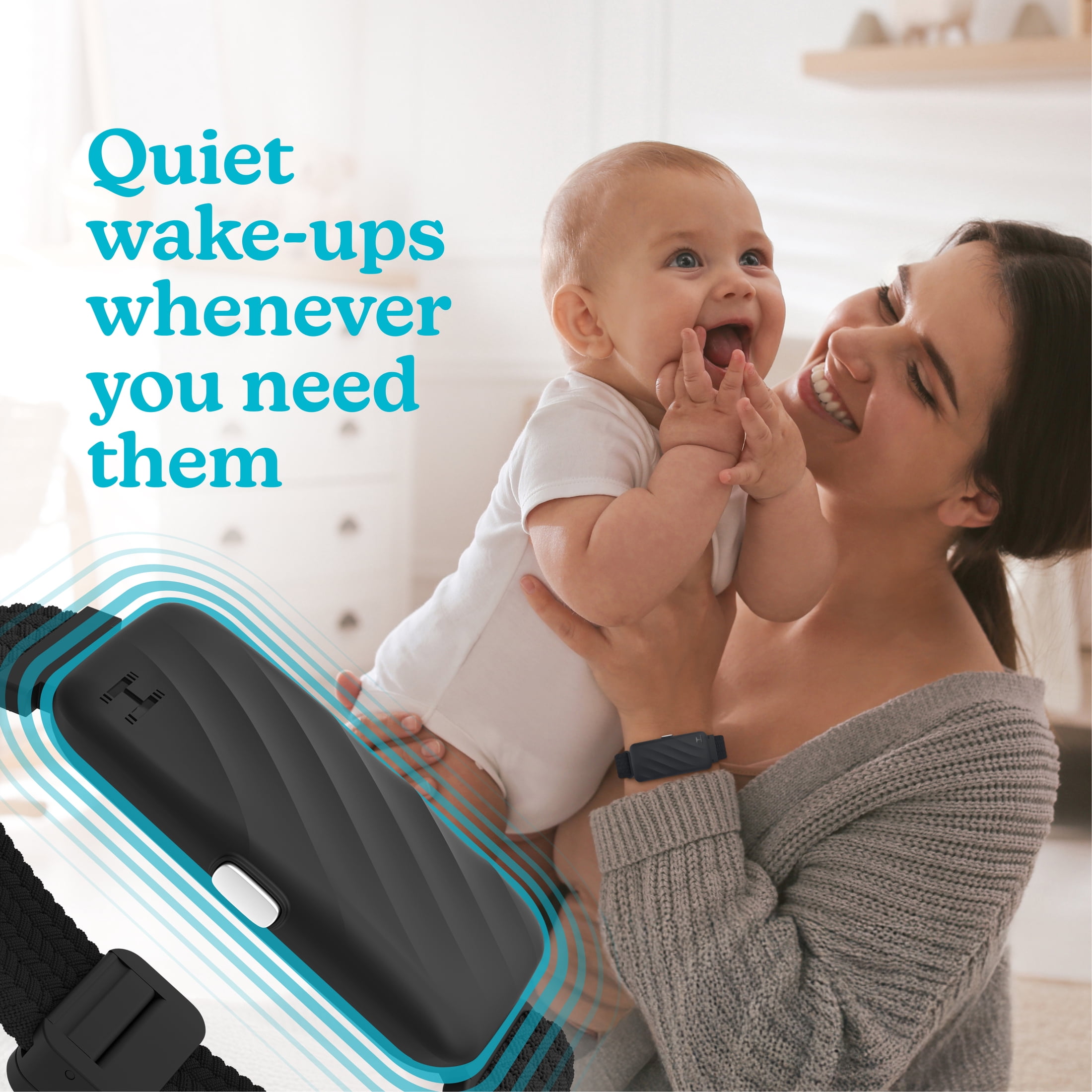 Homedics WakeBand Wearable Silent Alarm, Black