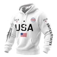 thumbnail image 4 of Women's Patriotic Graphic Hoodies Sweatshirts 4th of July 250th Anniversary Anniversary Themed Pullover Hoodie Soft Fleece Casual Sweatshirt With Front Pocket For Year Round Comfort White XL, 4 of 5