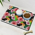 thumbnail image 3 of Bright Colorful Dog Feeding Mat - Romantic Floral, Waterproof Pet Bowl Mat, 3 of 5