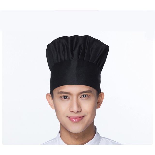 Chef Hat Adult Adjustable Elastic Baker Kitchen Cooking Chef Cap(Black)