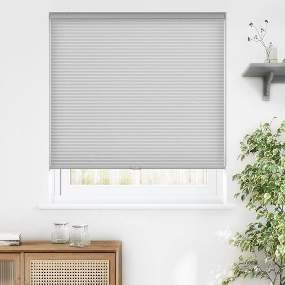 ZZDEW Cordless Cellular Shades, Light Filtering Room Darkening Custom Cut to Size Honeycomb Shades Pleated Blinds for Windows, Grey Light Filtering-grey Custom Size