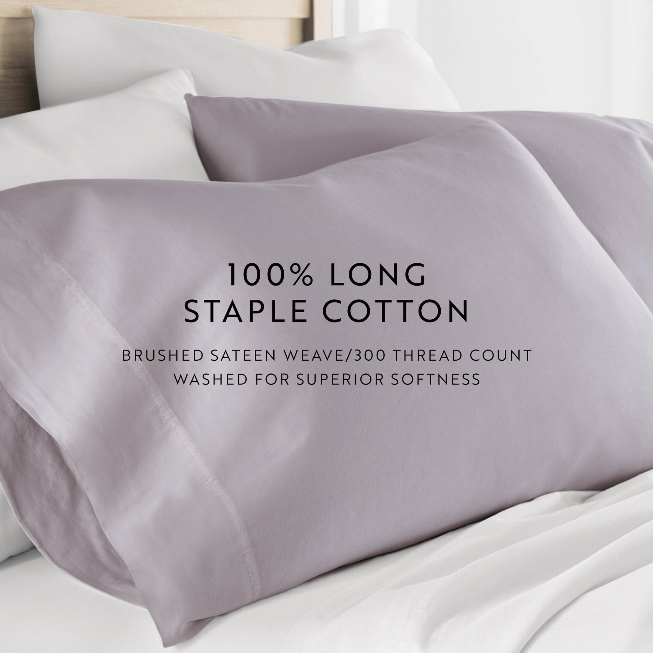 Mauve 300TC Cotton Cooling Pillow Case Set, Standard/Queen, by Noble Linens