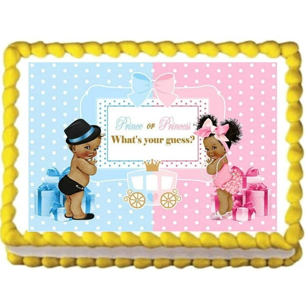 Gender Reveal Prince Or Princess Image Edible Cake Topper Frosting