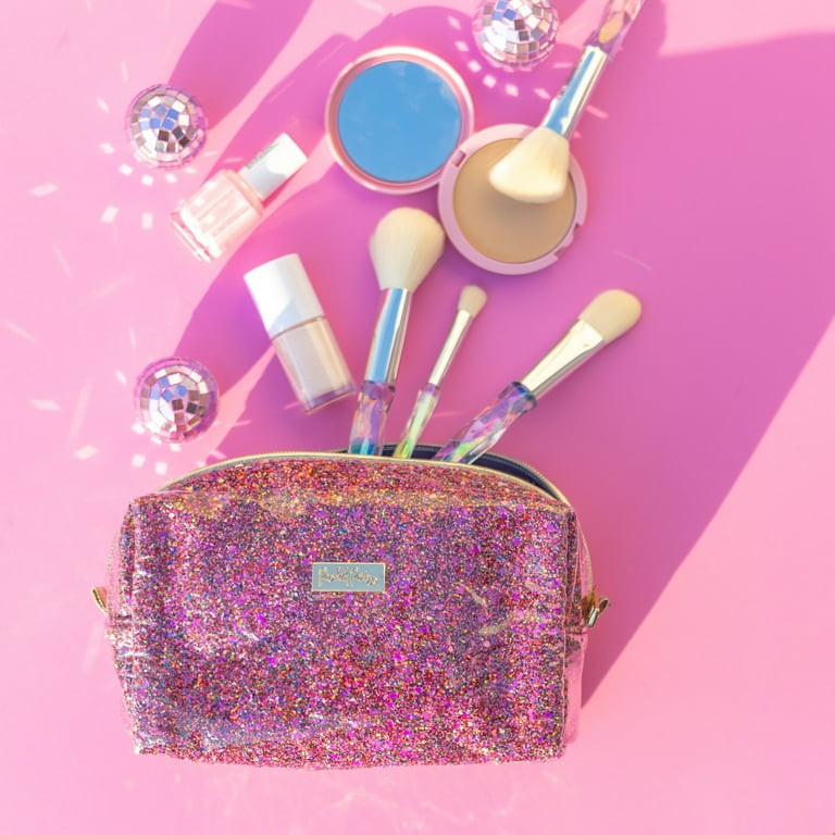 Packed Party Glitz & Glam Pink Glitter Cosmetic Bag, 8