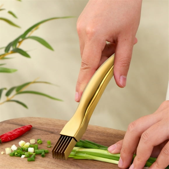 Kitchen Utensil Set Stainless Steel Scallion Cutter Shopped Onion Scallion Shredder Kitchen Onion Shredder For Chopping Cutting, Gold