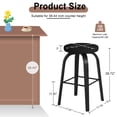 thumbnail image 2 of Set of 2 Swivel Bar Stools, 30 Inch Backless Counter Height Stools with Fabric Upholstered Seat, Solid Wood Legs and Metal Footrest for Home Bars, Kitchen Island, Black, 2 of 7