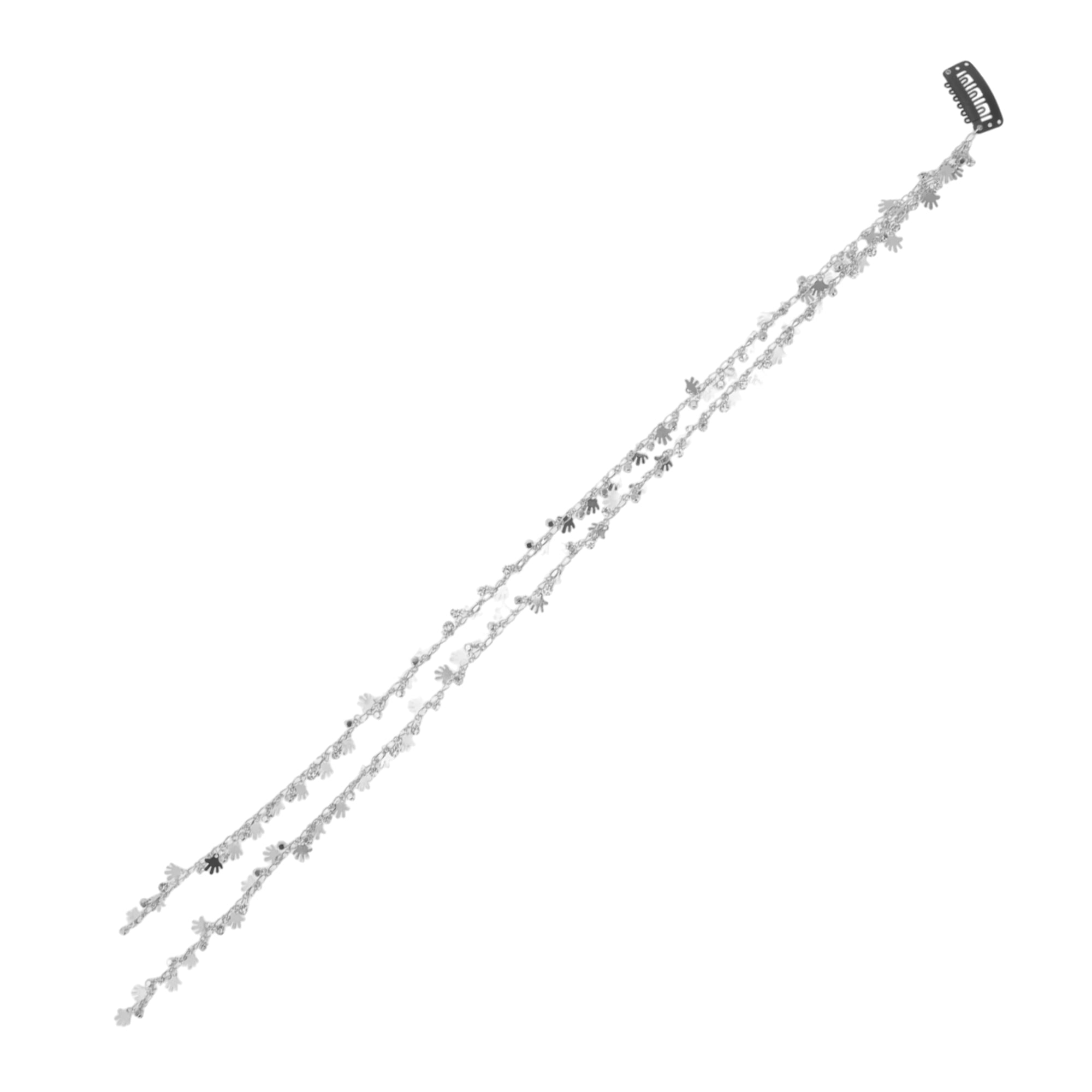 Unique Bargains Elegant Palm Braided Hair Chain 1Pc Stylish Accessory Silver Tone