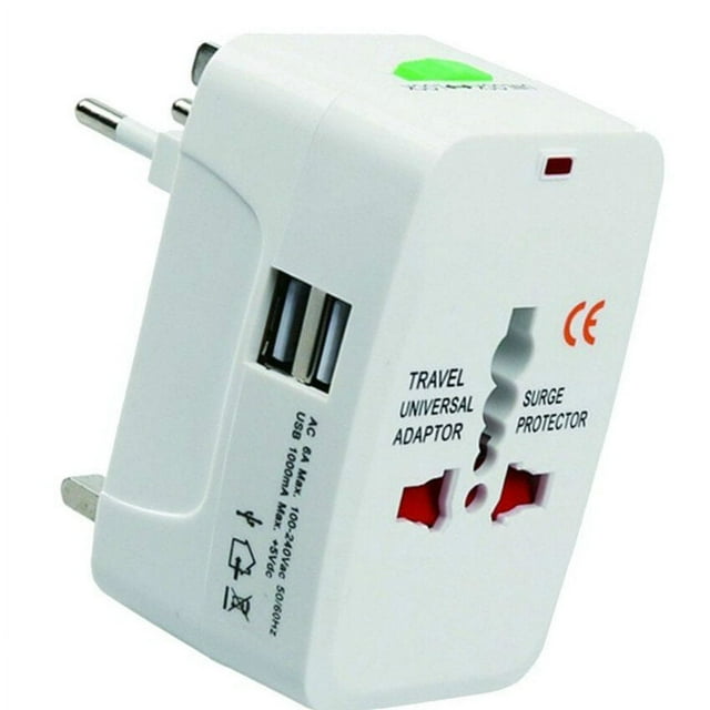 Universal Adapter Dual USB Power Charger Adapter Universal Converter International Travel Electric Plug Portable All in One Converting Socket