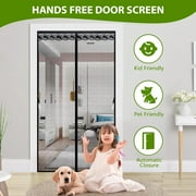 Qoosea Magnetic Screen Door with Heavy Duty Magnets, Self Sealing Mesh Screen Curtain with Hooks, Full Frame Hands Free Magnetic Door Screen Closure Fit Door Size 36 x 82 Inch