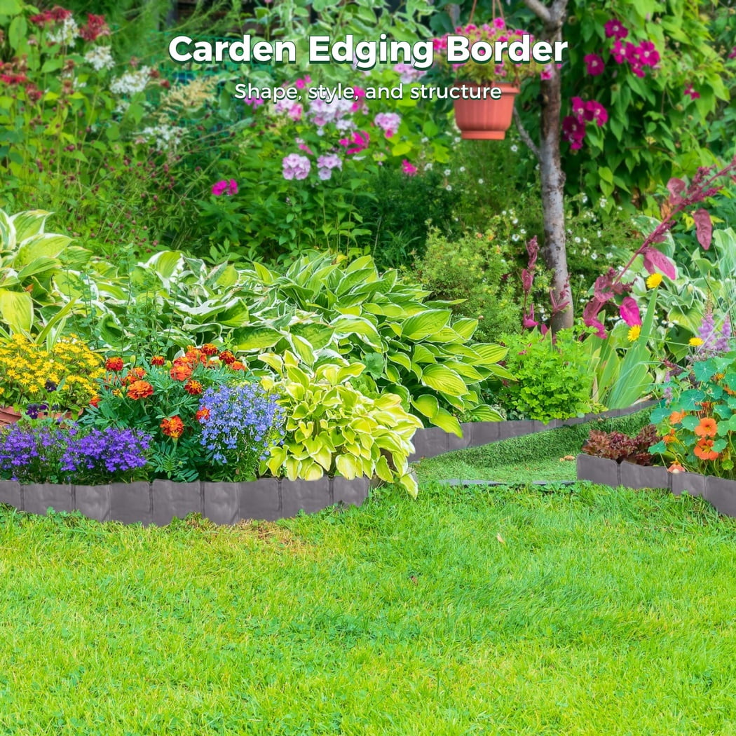 30-Pack Garden Edging Borders, Plastic Garden Landscape Borders, Detachable Faux Stone Fences, 24ft Landscaping Border Edging for Flower Bed, Garden, Lawn, Walkway, Landscape Edging, Outdoor