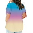 thumbnail image 3 of ABATAB Plus Size Tops for Women Gradient Casual Summer T Shirts V Neck Short Sleeve Basic Loose Fitted Clothes, 3 of 5