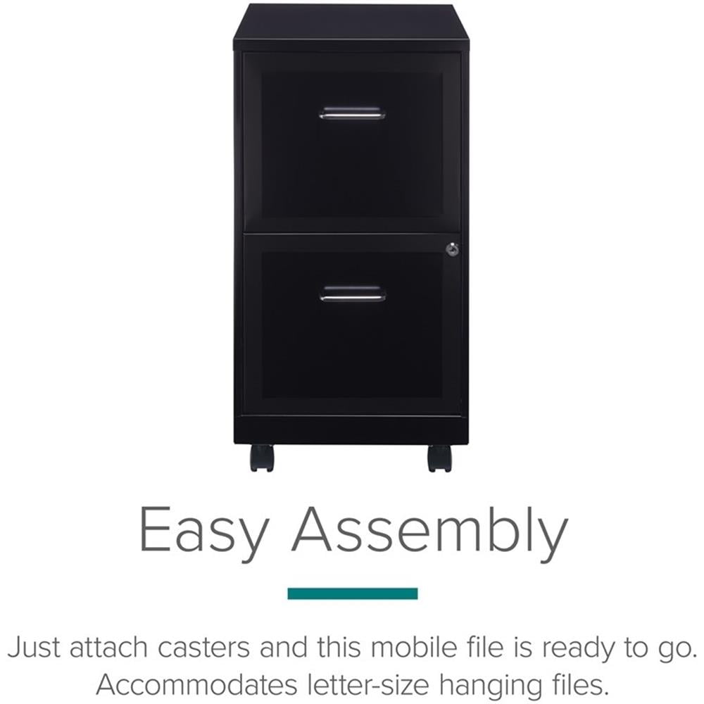 Scranton &amp; Co 18" Deep 2 Drawer Mobile Smart File Cabinet in Black