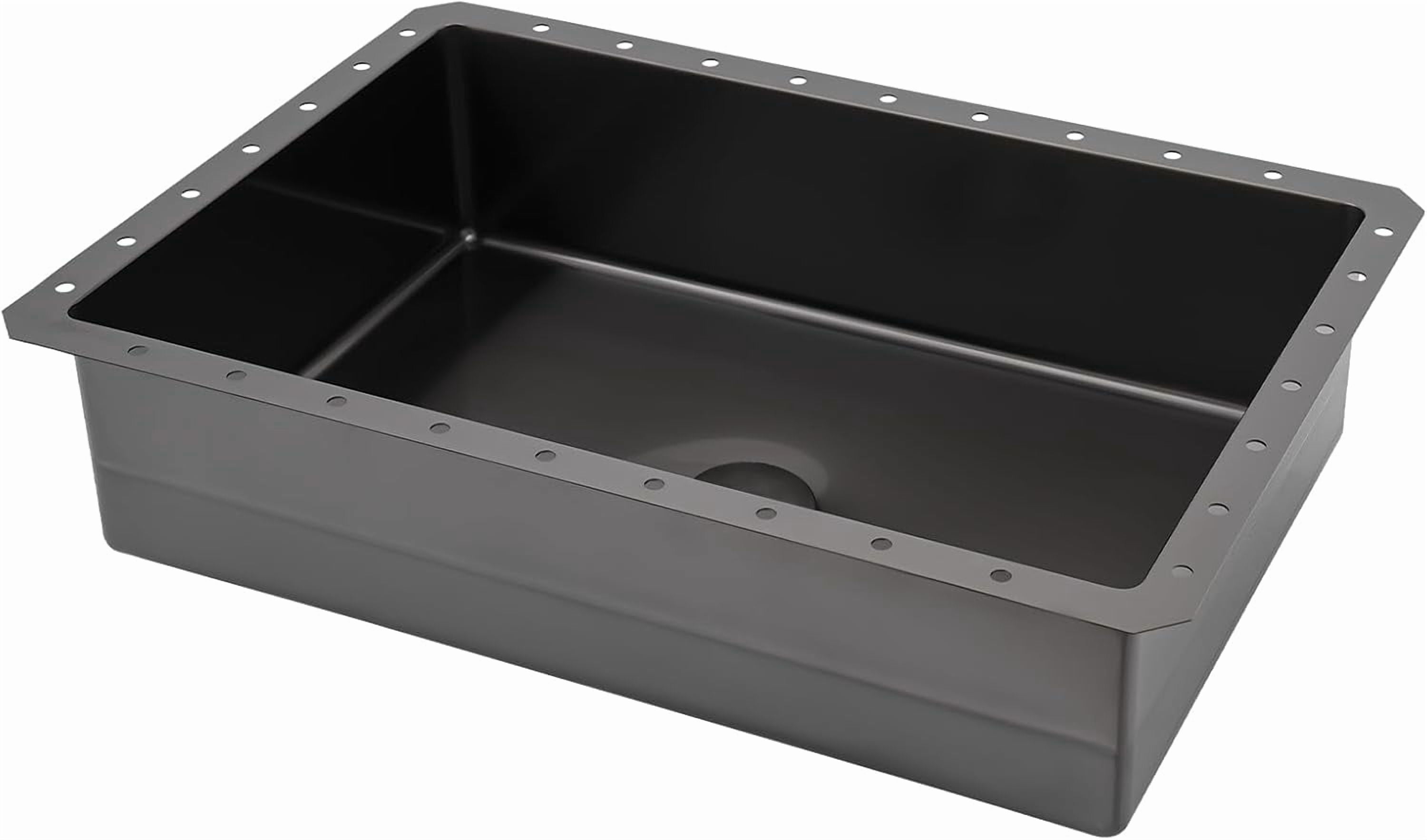 Bathroom Sink,Single Bowl Undermount Bathroom Wash Sink,Stainless Steel Kitchen Sink Rectangular Sink with Drain Pipe21.65x14.96x5.31in Black