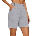 thumbnail image 2 of Oiangi Women's Dress Shorts High Waist Flat Front Shorts Casual Business Office Work Shorts with Pockets Gray 3XL, 2 of 5