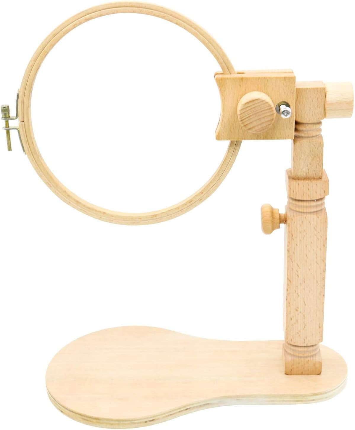 WSNIJFU Wood Embroidery Stand,Size Adjustable Embroidery Hoop Stand,Rotated Cross Stitch Stand Embroidery Hoop Holder Upgraded Version,for Embroidery and Cross Stitch Project