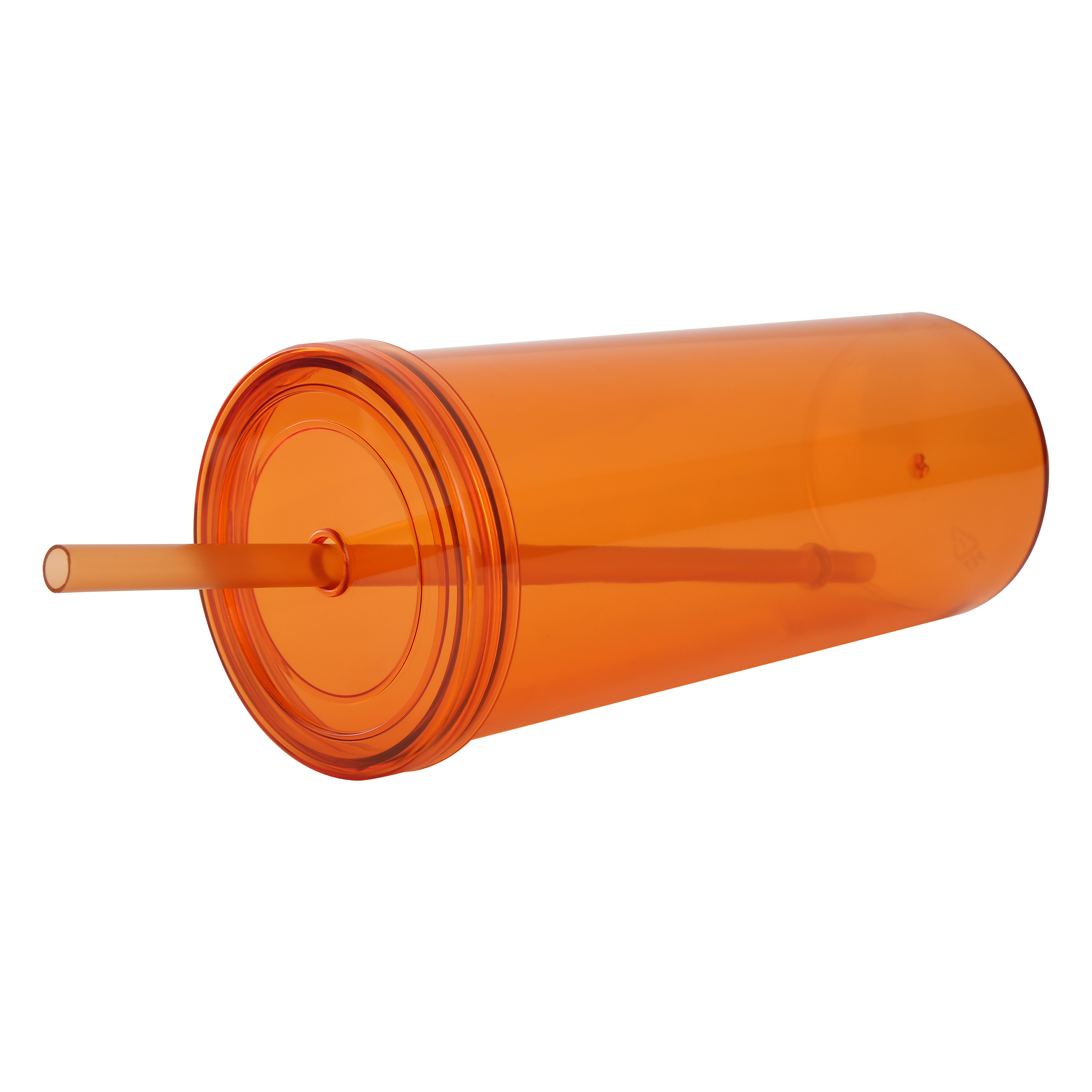 Mainstays Plastic 20oz Orange Tumbler with Screw Top Lid and Straw