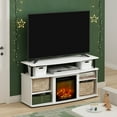 thumbnail image 4 of Furinno Jensen Open Shelving Storage Fireplace Entertainment Center for TV up to 55 Inch, Solid White/Black, 4 of 7