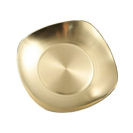 CRAFTHROU 1Pcs Golden Square Dinner Plate 304 Stainless Steel for Adults 5.70X5.70X0.79in